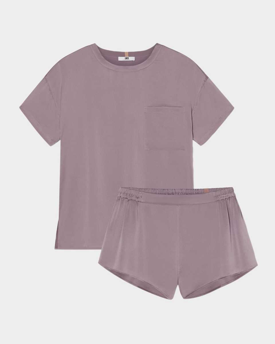 Washable Silk Tee & Shorts Pajama Set